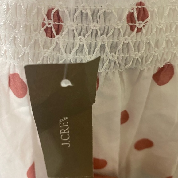 J Crew Puff Smocked top in white Rose dots - Picture 8 of 8